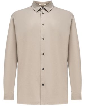 12 STOREEZ Cotton Button-Down Shirt - Natural