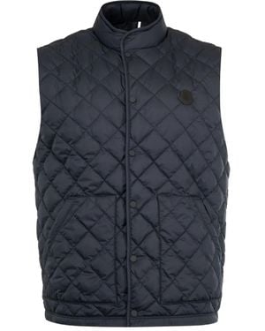Moncler Quilted Button-Fastening Vest - Blue