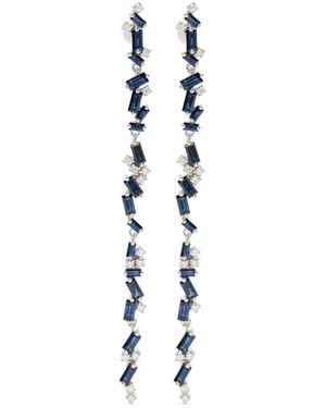 Suzanne Kalan Pendientes En Oro Blanco De 18 Ct Con Zafiro Azul