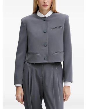 ARMANI EXCHANGE Button Cropped Jacket - Grey