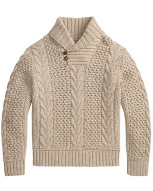 RRL Cable-Knit Shawl-Collar Jumper - Natural