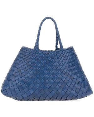Dragon Diffusion Small Santa Croce Hand-woven Leather Tote Bag - Blue