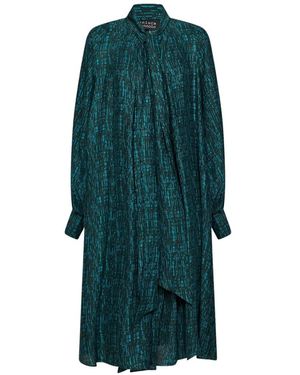 Gianluca Capannolo Check-Print Tie-Neck Dress - Green