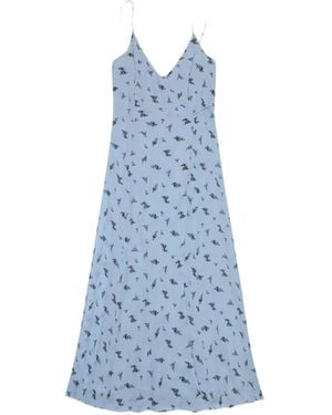 Ganni Floral-Print Wrap Midi Dress - Blue