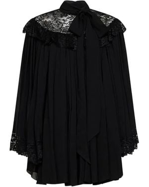 Chloé Lace-Trimmed Pleated Mini Dress - Black