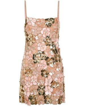 LoveShackFancy Aleria Sequin-Embellished Mini Dress - Natural