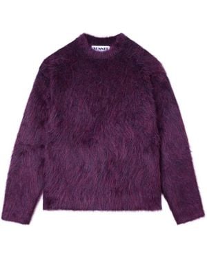 Sunnei Hairy-Knit Crew-Neck Sweater - Purple
