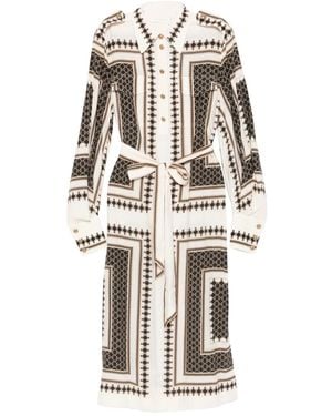 Zimmermann Robe Ceinturée À Motif Géométrique - Blanc