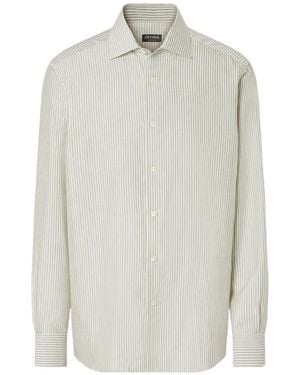 ZEGNA Striped Silk Shirt - White