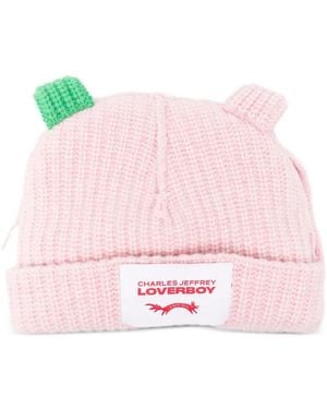 Charles Jeffrey Chunky Ear-Detail Beanie Hat - Pink