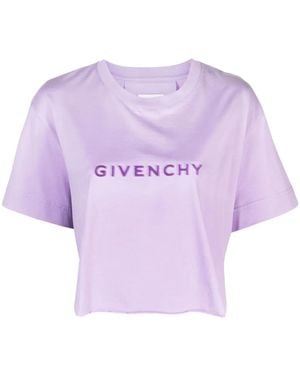 Givenchy Logo Cotton Cropped T-Shirt - Purple