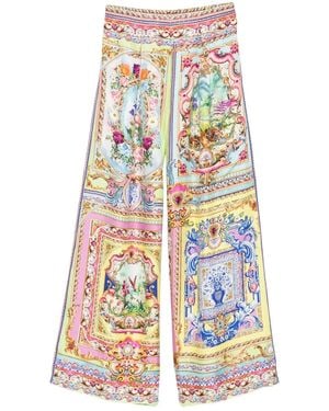 CAMILLA Spirit Of Santa Maria Floral-Panelled Silk Pants - White