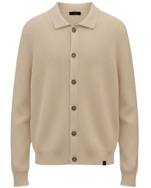 Fay Gerippter Pullover Mit Knöpfen - Natur