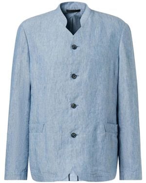 Giorgio Armani Buttoned-Collared Blazer - Blue