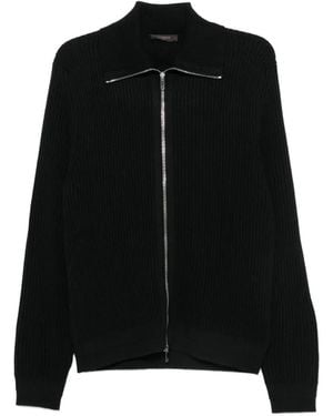 Zanone Gerippter Cardigan Mit Reißverschluss - Schwarz