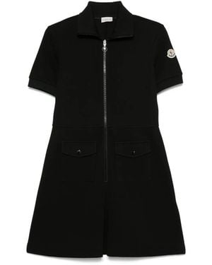 Moncler Piqué Cotton-blend Mini Dress - Black