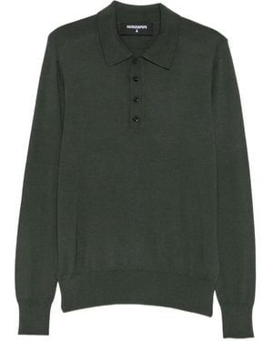 Patrizia Pepe Fine-Knit Long-Sleeved Polo Shirt - Green