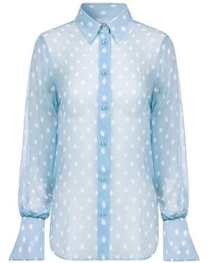 Nina Ricci Polka-Dot Silk Shirt - Blue