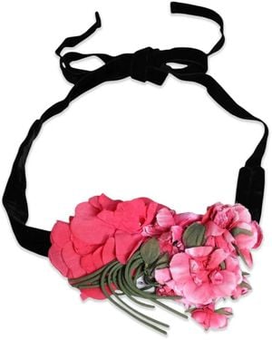 Dolce & Gabbana Ceinture En Velours À Appliques Fleurs - Rose