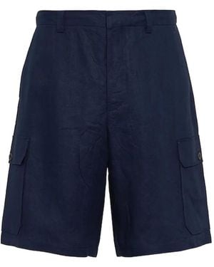 Prada Linen Cargo Shorts - Blue