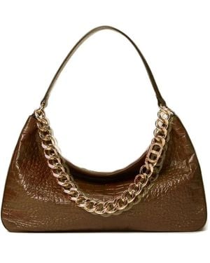 Twinset Liliane Crocodile-Effect Chain Shoulder Bag - Brown