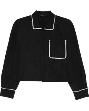 Maje Braid-Trim Shirt - Black