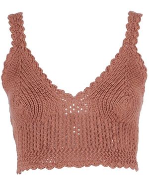 Ermanno Scervino Crochet-Knit Scalloped-Edge Top - Pink