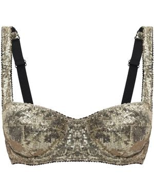 Dolce & Gabbana Balconette Bra With Micro-Sequin Embellishment - Grey