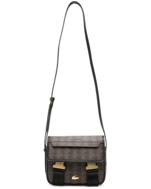 Lacoste Monogram-Print Buckle-Fastening Shoulder Bag - White