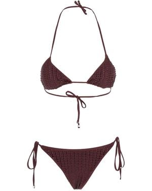 VENUJA Rhinestone-Embellished Triangle Bikini - White