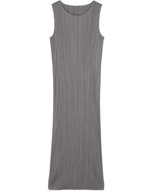Pleats Please Issey Miyake Pleated Sleeveless Dress - Grey