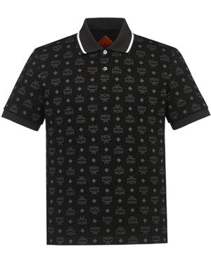 MCM Monogram-Jacquard Polo Shirt - Black
