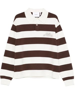 Axel Arigato Polo Rey A Rayas Con Logo Bordado - Blanco