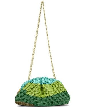 Maria La Rosa Layers Game Crochet Chain Clutch Bag - Green