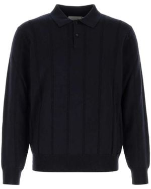Canali Ribbed-Knit Polo Shirt - Blue