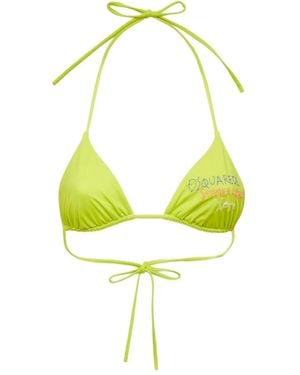DSquared² Top Bikini Con Ricamo - Giallo