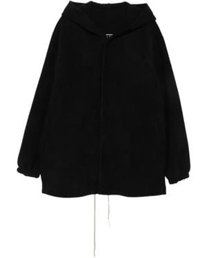 Rick Owens Manteau Boutonné À Capuche Tour - Black