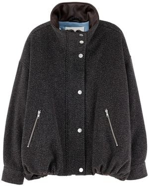 Bellerose Jellis Diagonal-Stripe Bomber Jacket - Black