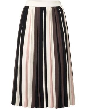 Weekend by Maxmara Striped-Pattern Pleated Midi Skirt - Black