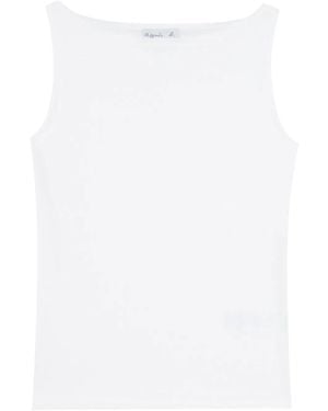 agnès b. Boat-Neck Cotton Tank Top - White