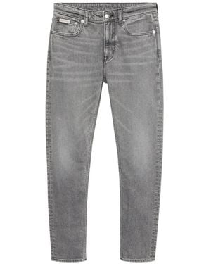 Calvin Klein Logo-Patch Slim-Fit Jeans - Grey