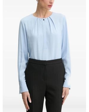BOSS Pleated Crew-Neck Blouse - Blue