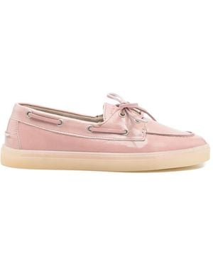 COPENHAGEN Leather Boat Shoes - Pink