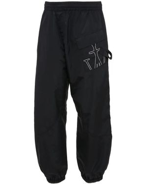JW Anderson Logo Embroidered Nylon Track Trousers - Black