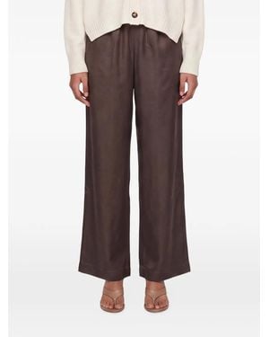 Loulou de Saison Alera Lds Satin Wide-Leg Pants - Brown
