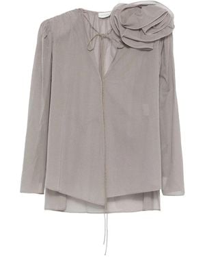 Magda Butrym Blusa con aplique de rosa - Gris