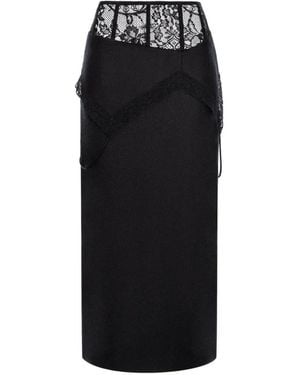 SEEN USERS Trousseau Lace-Panelled Midi Skirt - Black