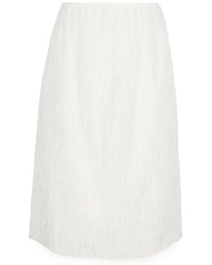 JNBY Fringe-Jacquard Midi Skirt - White