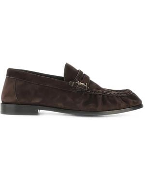 Saint Laurent Le Loafer Suede Loafers - White
