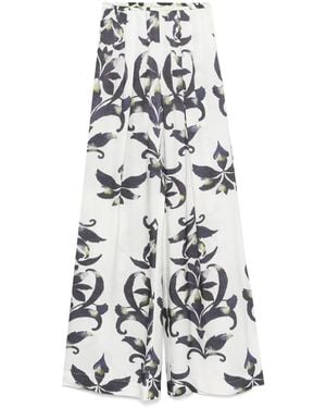 forte_forte Geometric-Print Trousers - White